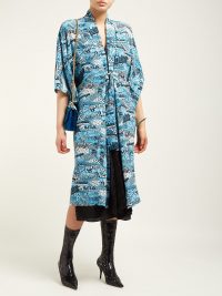 BALENCIAGA Logo-print silk crepe de Chine kimono dress | Matches Fashion