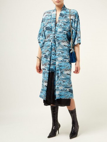 BALENCIAGA Logo-print silk crepe de Chine kimono dress | Matches Fashion - flipped