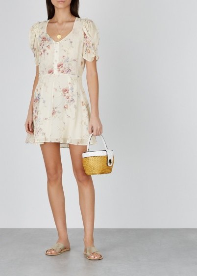 LOVESHACKFANCY Cora floral-print silk mini dress ~ feminine summer fashion - flipped