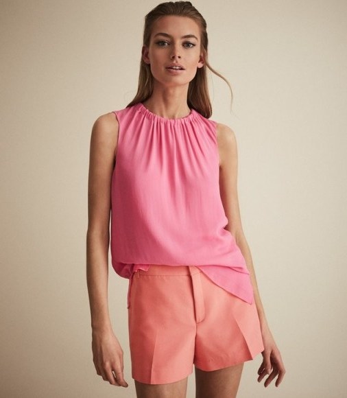 REISS LYLA TAILORED SHORTS CORAL ~ summer colours - flipped