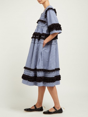 MOLLY GODDARD Macy gingham-cotton midi dress ~ navy-blue checked dresses