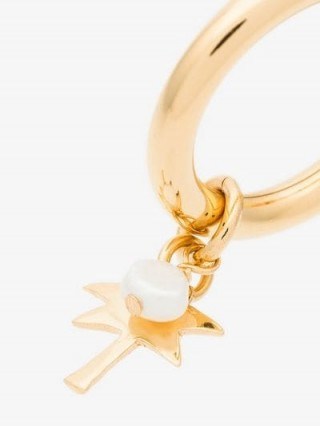 Malaika Raiss Metallic 24K Gold-Plated Palm Tree Hoop Earrings / faux pearl hoops - flipped