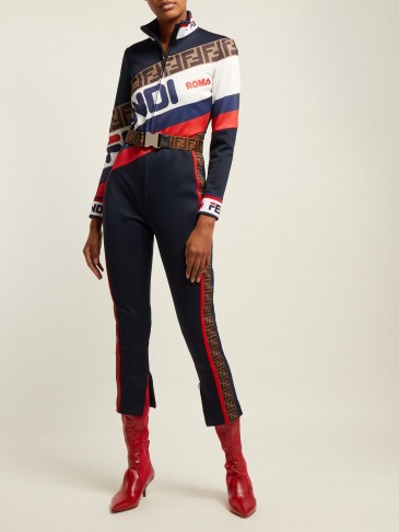 FENDI Mania logo piqué jersey jumpsuit | Matches Fashion