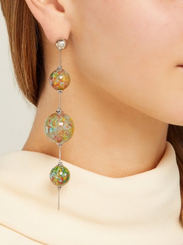 BURBERRY Green marbled drop earrings