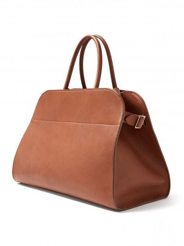 THE ROW Margaux 15 leather handbag in tan ~ minimalist accessories - flipped