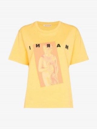 Marni Sculpture Logo Cotton T-Shirt in Yellow - flipped