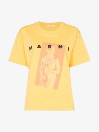 Marni Sculpture Logo Cotton T-Shirt in Yellow