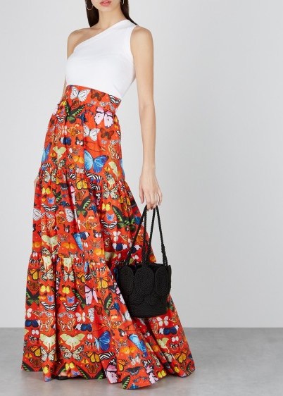 MARY KATRANTZOU Carmen butterfly-print cotton maxi skirt | full floor length skirts | butterflies - flipped