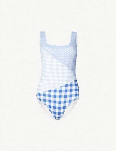 MARYSIA Wainscott square-neck swimsuit multi cloud gingham. MIXED CHECKS - flipped