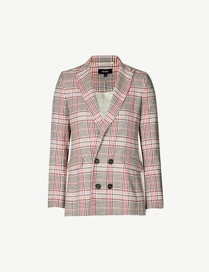 ME AND EM Checked cotton-blend blazer in cream /pink /rust / black - flipped