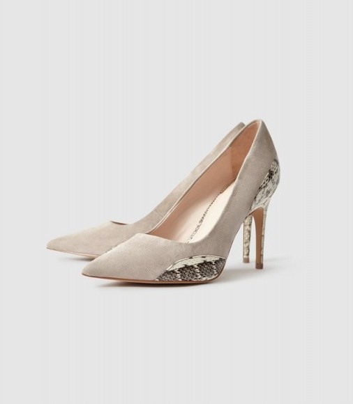Reiss MIA SNAKE DETAILED SUEDE COURT SHOES NATURAL / glam courts - flipped