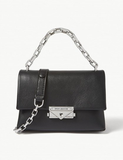 MICHAEL MICHAEL KORS Cece extra-small leather cross-body bag in black | chain strap crossbody bags - flipped