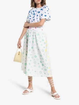 Mira Mikati Dot Print Flared Cotton Dress | spring fashion | open back dresses - flipped