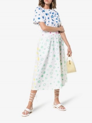 Mira Mikati Dot Print Flared Cotton Dress | spring fashion | open back dresses