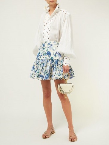 ZIMMERMANN Moncur Flounce floral-printed mini skirt | Matches Fashion - flipped