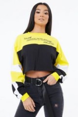 THE COUTURE CLUB MOTOCROSS LS CROP TOP YELLOW / BLACK ~ cropped sports style tops