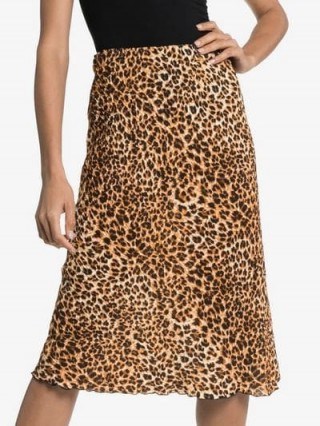 Nanushka Zarina Leopard Print Straight Midi Skirt in Brown / wild animal prints - flipped
