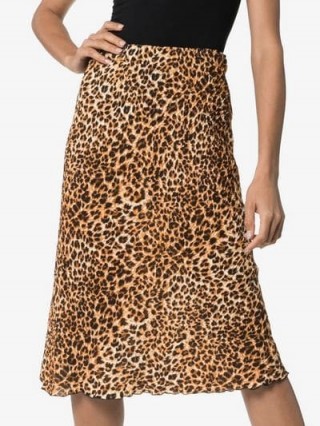 Nanushka Zarina Leopard Print Straight Midi Skirt in Brown / wild animal prints
