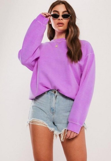 MISSGUIDED neon purple washed sweatshirt - flipped