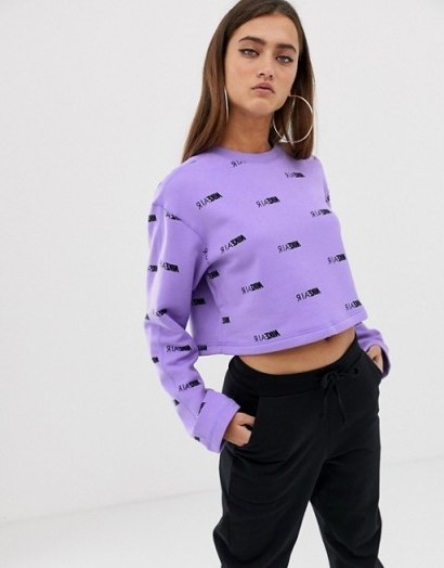 Nike Air Lilac Cropped Logo Sweatshirt – crop hem sweat top - flipped
