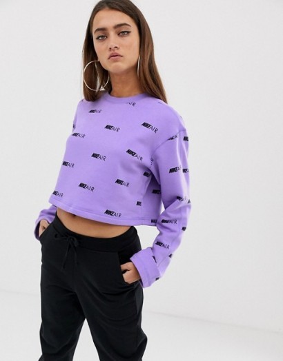 Nike Air Lilac Cropped Logo Sweatshirt – crop hem sweat top