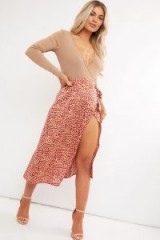 IN THE STYLE NITILIA RED LEOPARD PRINT WRAP SKIRT ~ glamorous skirts