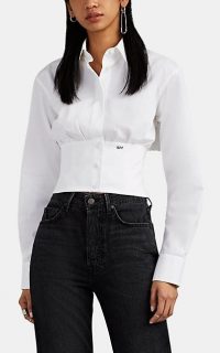 OFF-WHITE C/O VIRGIL ABLOH White Cotton Faille Crop Corset Shirt ~ lace-up back shirts