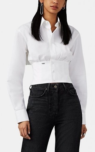 OFF-WHITE C/O VIRGIL ABLOH White Cotton Faille Crop Corset Shirt ~ lace-up back shirts - flipped