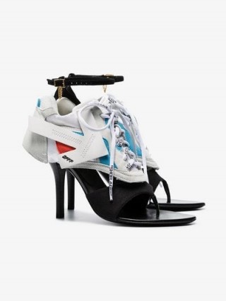 Off-White White, Black And Blue Heeled Runner 100 Sandals / sporty heels