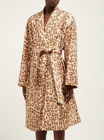 ROCHAS Okawa leopard-print taffeta coat in beige / wild animal prints