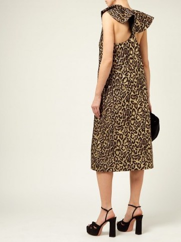 ROCHAS Onyx metallic jacquard leopard-print dress ~ animal glamour - flipped