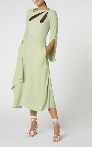 ROLAND MOURET ORETI DRESS in PALE GREEN – chic draped dresses - flipped