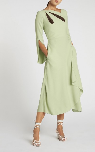 ROLAND MOURET ORETI DRESS in PALE GREEN – chic draped dresses