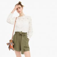 J.Crew Paper bag short in Frosty Olive | green tie waist shorts