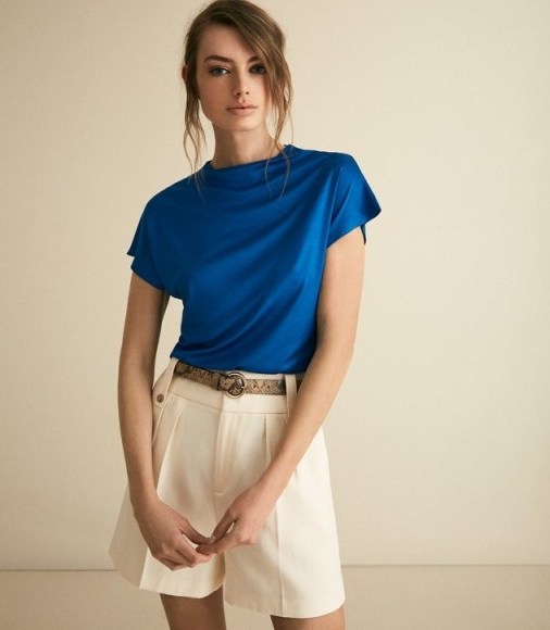 Reiss PAX HIGH NECK TOP COBALT | effortless style fashion - flipped