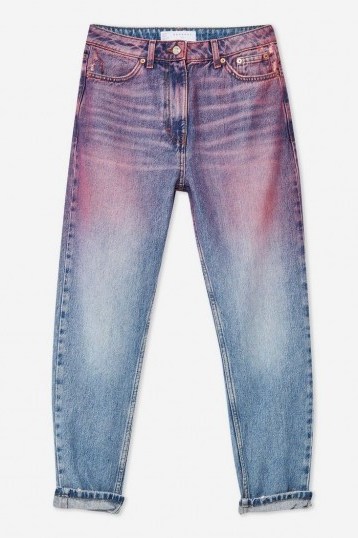 Topshop Pink Ombre Mom Jeans | multicoloured denim - flipped