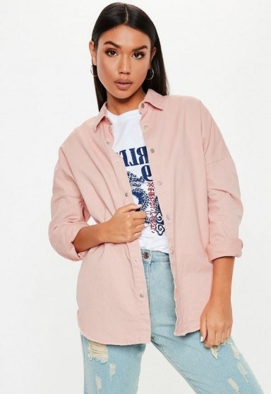MISSGUIDED pink oversized washed denim shirt - flipped