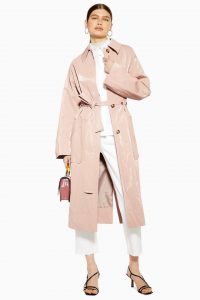 Topshop Pink Vinyl Coat | shiny spring coats