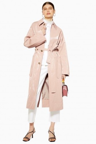 Topshop Pink Vinyl Coat | shiny spring coats - flipped