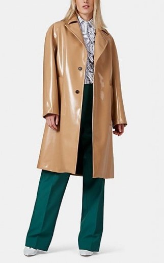 PLAN C Faux-Leather Long Coat ~ shiny camel mac - flipped
