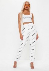 playboy x missguided white repeat print joggers ~ casual style