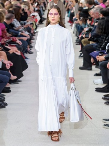 VALENTINO Pleated cotton-poplin shirtdress in white ~ maxi shirt dress ~ simple elegance - flipped