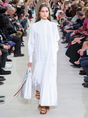 VALENTINO Pleated cotton-poplin shirtdress in white ~ maxi shirt dress ~ simple elegance