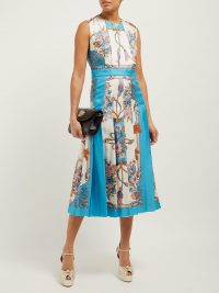 GUCCI Pleated Intrigue-print silk midi dress | Matches Fashion
