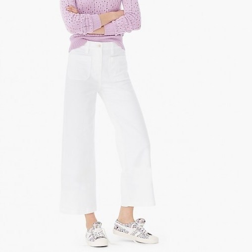 J.Crew Point Sur wide-leg crop jean in white | cropped denim jeans | casual spring look - flipped