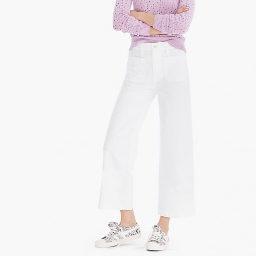J.Crew Point Sur wide-leg crop jean in white | cropped denim jeans | casual spring look