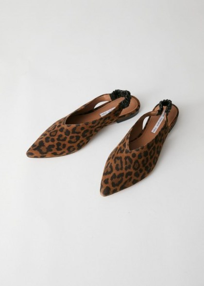 STORIES Pointed Leopard Suede Slingback Flats - flipped