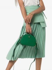 Prada Green Brique Leather Shoulder Bag / small designer bags