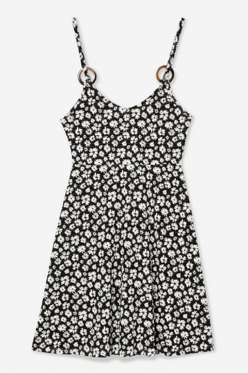 Topshop Printed Horn Ring Flippy Dress in Monochrome | cute floral spring frock - flipped