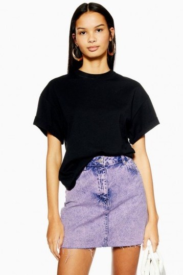 Topshop Purple Acid Wash Mini Skirt | frayed hem denim skirts - flipped